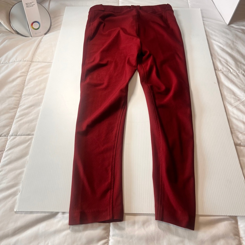 Thalian Womens Burgundy Red Slim Fit Ponte Knit Ankle Dress Pants Size 8 - Picture 2 of 7